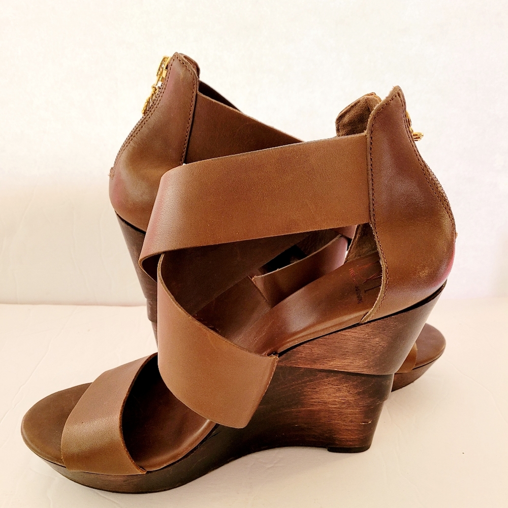 Diane von Furstenberg Opal Crisscross Wedge Sandal Sz 8.5